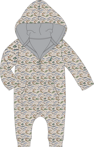 Performance Fish Print Hoodie Romper