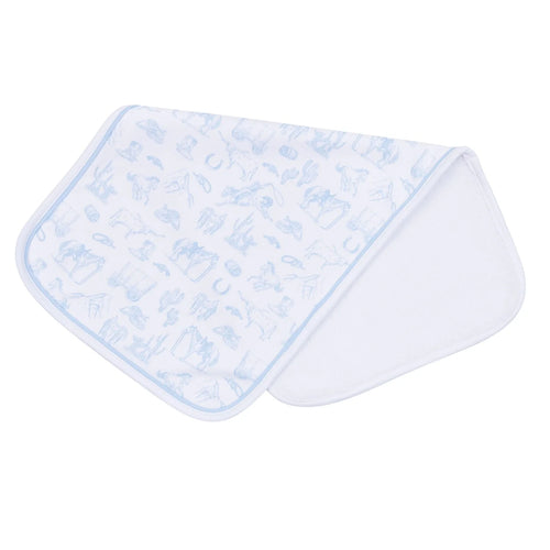 Light Blue Wild West Toile Burp Cloth