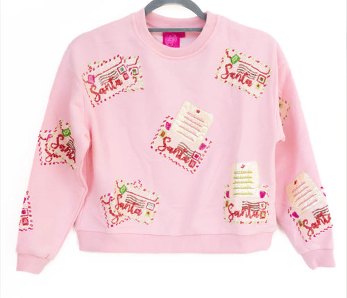 Kids Light Pink Letters To Santa Sweatshirt