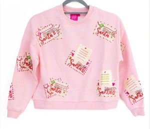 Kids Light Pink Letters To Santa Sweatshirt
