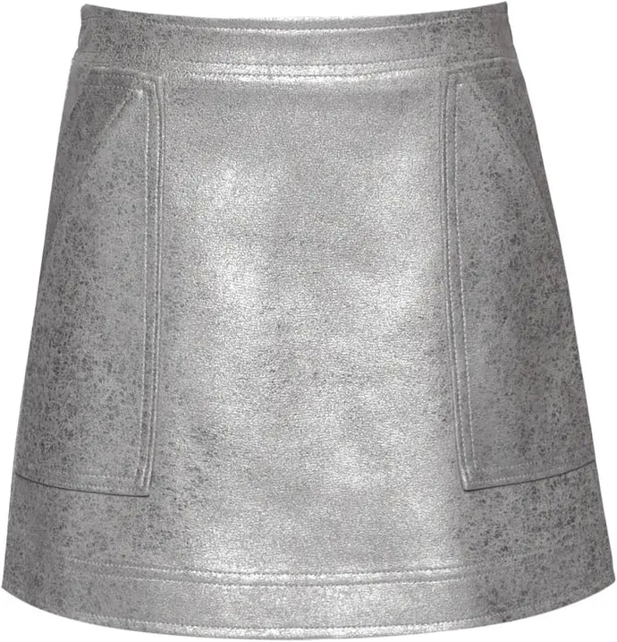 Shimmer Foiled Faux Leather Aline Skirt