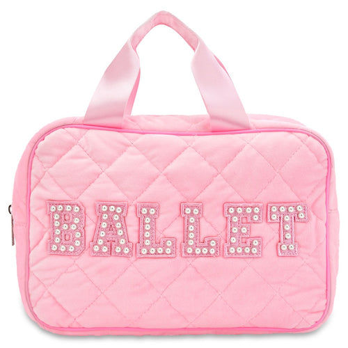 Girls Ballet Quilted Large Velveteen Cosmetic Bag
