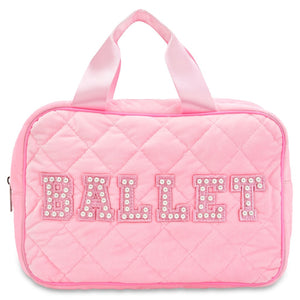 Girls Ballet Quilted Large Velveteen Cosmetic Bag
