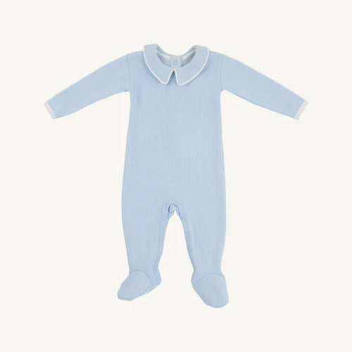 Rock Me Romper (Ribbed) Buckhead Blue with Worth Avenue White