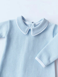 Rock Me Romper (Ribbed) Buckhead Blue with Worth Avenue White