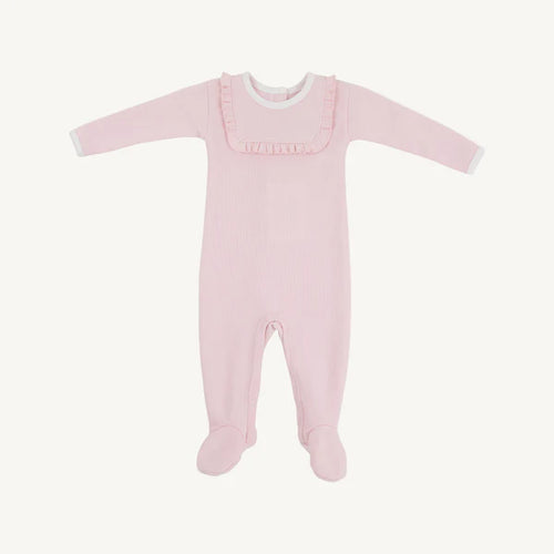 Rock Me Romper (Ribbed) Palm Beach Pink with Worth Avenue White