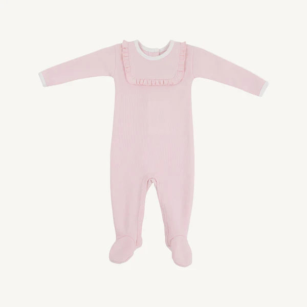 Rock Me Romper (Ribbed) Palm Beach Pink with Worth Avenue White