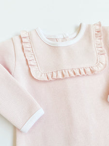 Rock Me Romper (Ribbed) Palm Beach Pink with Worth Avenue White