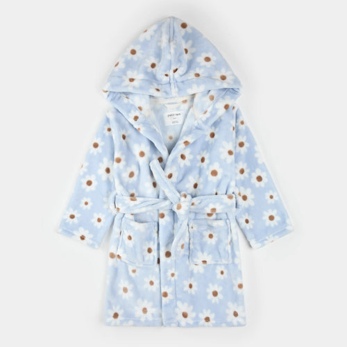 Daisy Print Light Blue Plush Robe