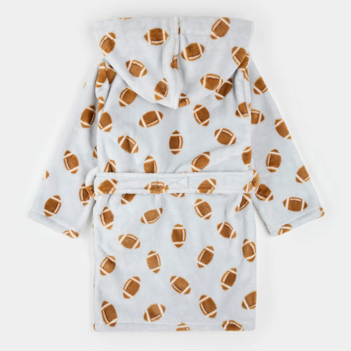 Football Print on Light Grey Plush Robe