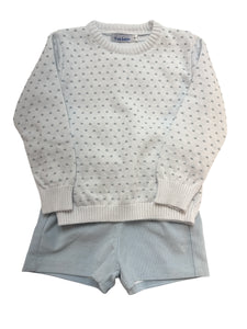 Light Blue Corduroy Short Set