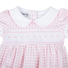 Pink Mini Checks Smocked Collared Short Sleeve Girl Bubble