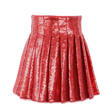 SCARLET PLEATED SHIMMER SKIRT