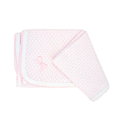 Paty Knit Receiving/Swaddle Blanket (Pinstripe)
Pink w/ Pink Trim / With Bow