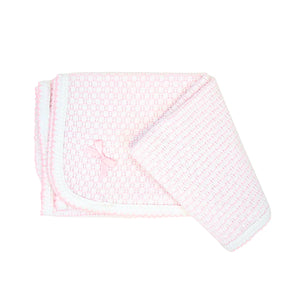 Paty Knit Receiving/Swaddle Blanket (Pinstripe)
Pink w/ Pink Trim / With Bow