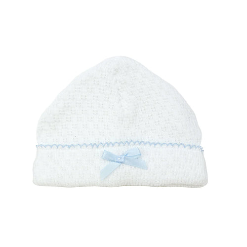 Paty Knit Saylor Beanie #126 white/Blue trim/Bow