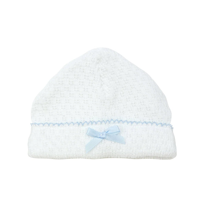Paty Knit Saylor Beanie #126 white/Blue trim/Bow