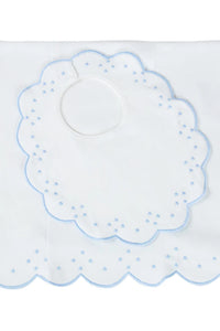 Scalloped Bib and Burp Set, Blue