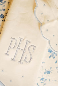 Scalloped Bib and Burp Set, Blue