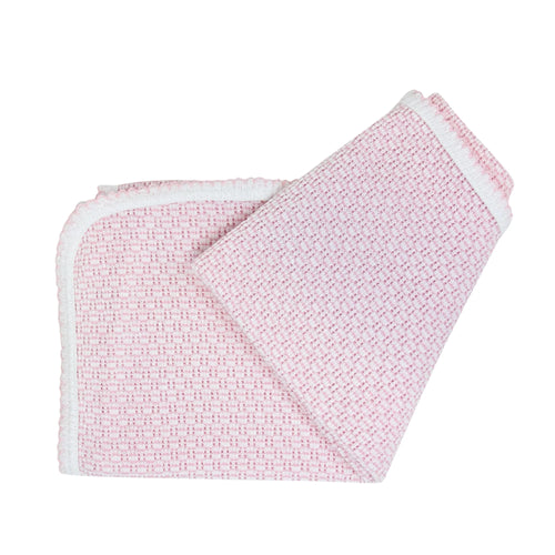 Pink/White Trim No Bow Solid Color Receiving Blanket 207