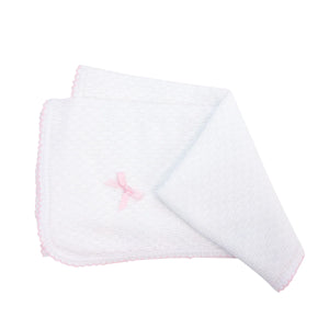 White/pink Paty Knit Receiving/Swaddle Blanket #107