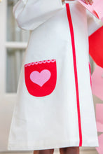 Long Sleeve Peggy's Pocket Dress Palmetto Pearl with Richmond Red & Hamptons Hot Pink Heart Pockets