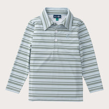Boy’s LS Pro Performance Polo Arona Camping Green Stripe