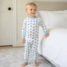 Pumpkin Party Long Pajamas - Light Blue