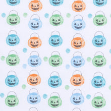 Pumpkin Party Print Zip Footie - Light Blue