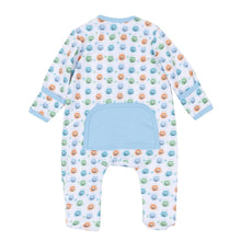 Pumpkin Party Print Zip Footie - Light Blue