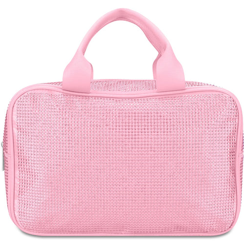 Pink Rhinestone Large Cosmetic Bag