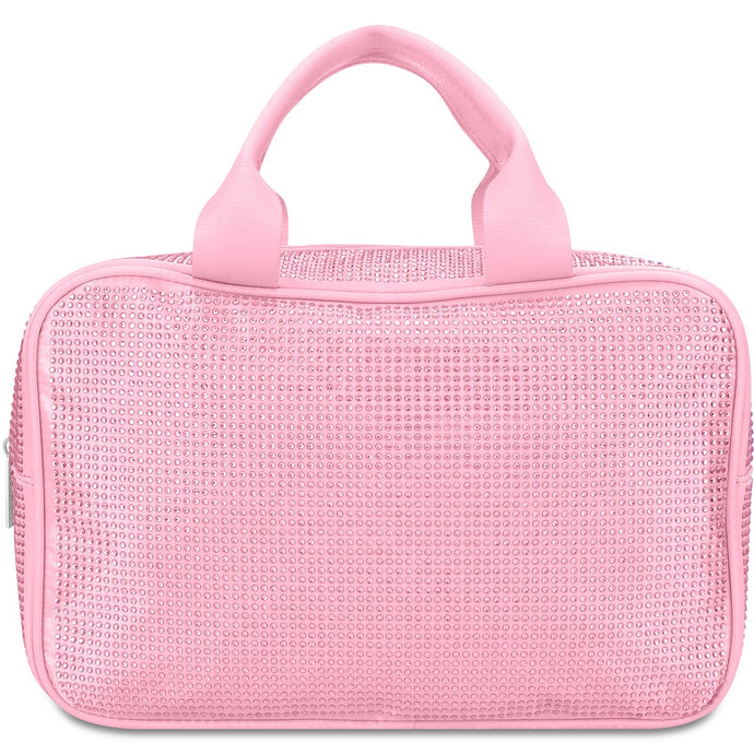 Pink Rhinestone Large Cosmetic Bag