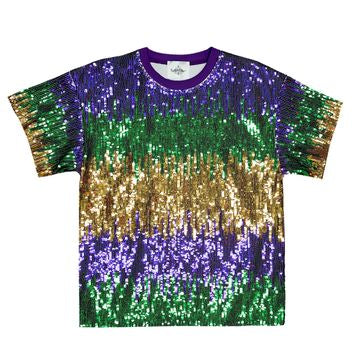 Mix Mardi Gras Sequin Boxy Tee