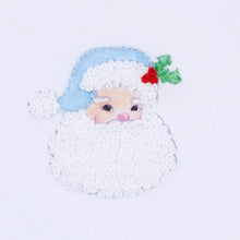 Santa Baby Embroidered Baby's First Christmas Ruffle Footie - Light Blue