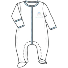 Santa Baby Embroidered Baby's First Christmas Ruffle Footie - Light Blue