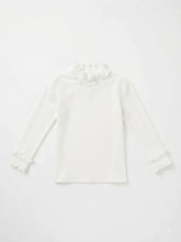 Mary White Ruffle Collar LS Top