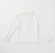 Mary White Ruffle Collar LS Top