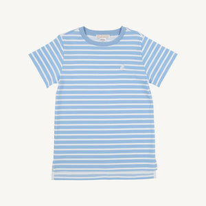 Carter Crewneck, Sarasota Blue with Sky Stripe