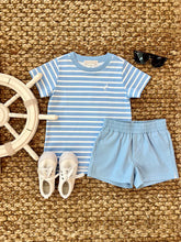 Carter Crewneck, Sarasota Blue with Sky Stripe