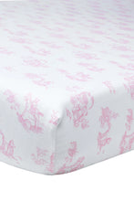 Pink Toile Baby Crib Sheet