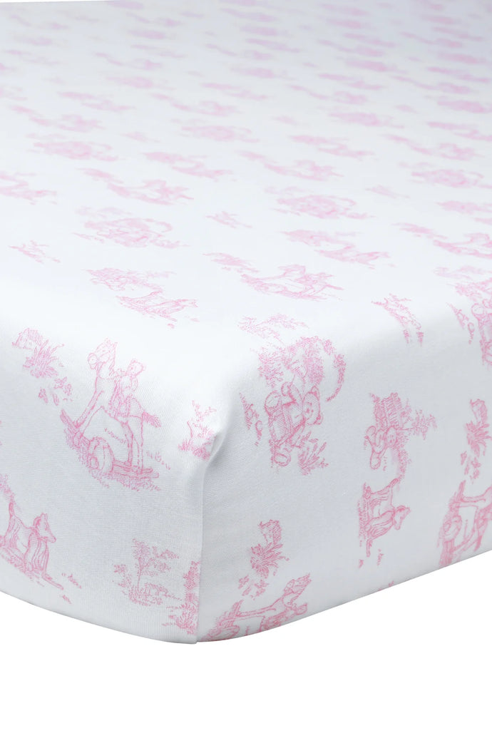 Pink Toile Baby Crib Sheet