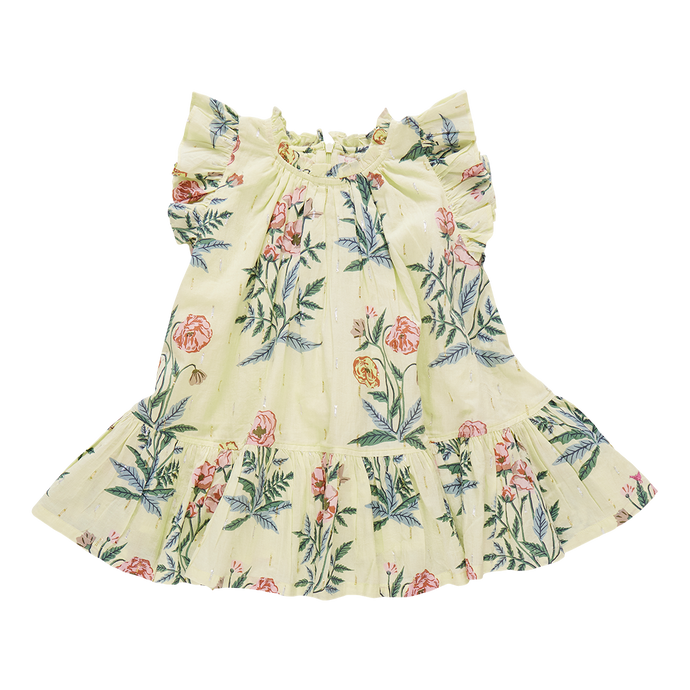 Girls Harper Dress - Pale Yellow Poppy