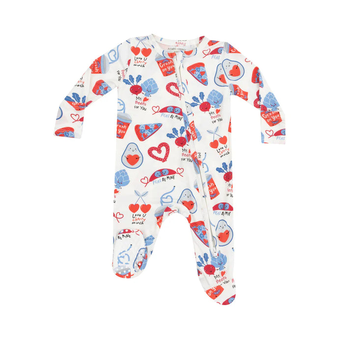 2 WAY ZIPPER FOOTIE - LOVE YOU FOODIE MUCH, Blue