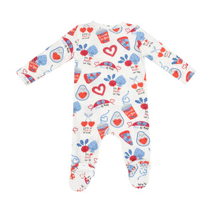 2 WAY ZIPPER FOOTIE - LOVE YOU FOODIE MUCH, Blue