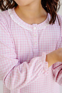 Marning Morning Gown Palm Beach Pink Gingham with Worth Avenue White Eyelet
