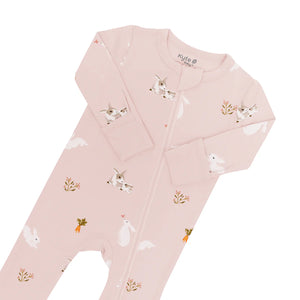 Zippered Romper in Blush Rabbit