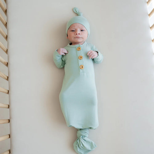 Knotted Gown Hat Set, Sage