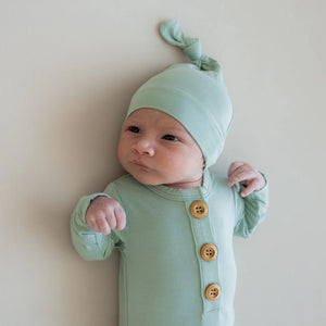 Knotted Gown Hat Set, Sage