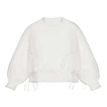 Faux fur ribbon sweater Natural