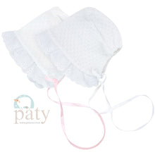 White Bonnet with White eyelet trim